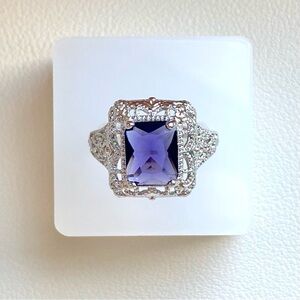 Silver Filigree Ring with Purple Center Stone